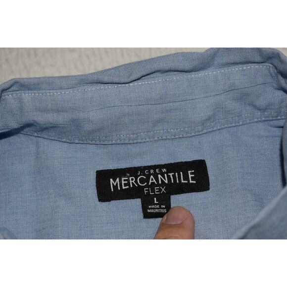 J Crew Mercantile Dress Shirt Button Up Mens Size Large Flex Blue Cotton Blend - Picture 5 of 7